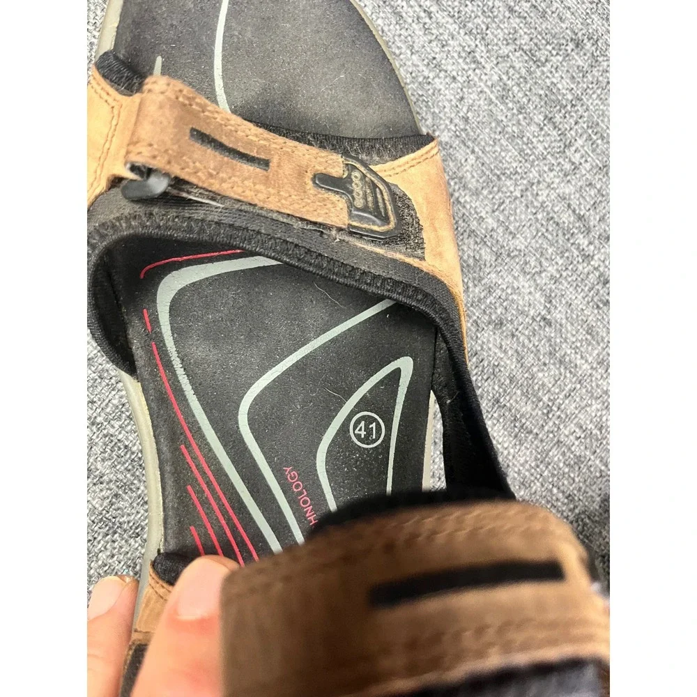 Ecco Yucatan Mens Sandals Bison Black Leather Sport Hiking 41 EU US 7 Outdoors